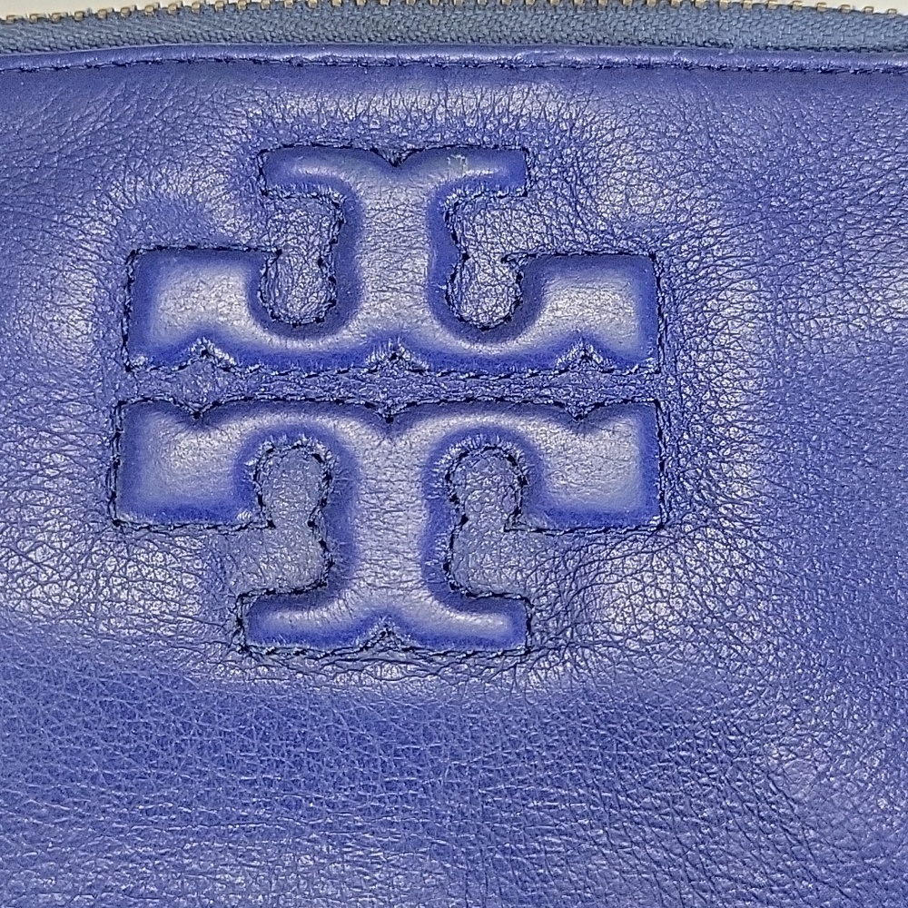 Tory Burch Royal Blue Leather Zip-Around Wallet with Tassel Pull - Picture 11 of 12